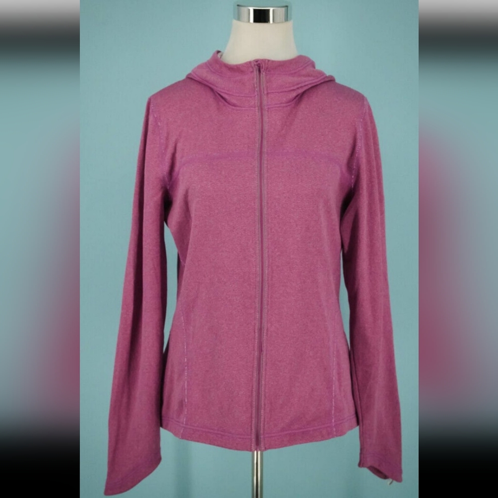 Prana Size XL Pink Full Zip Hoodie Hooded Long Sleeve Active Athletic Ja…